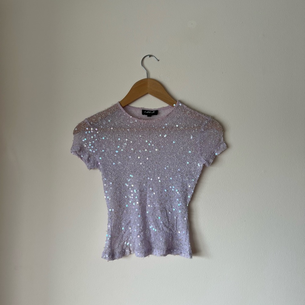 Vintage Lola sequin mesh crop top